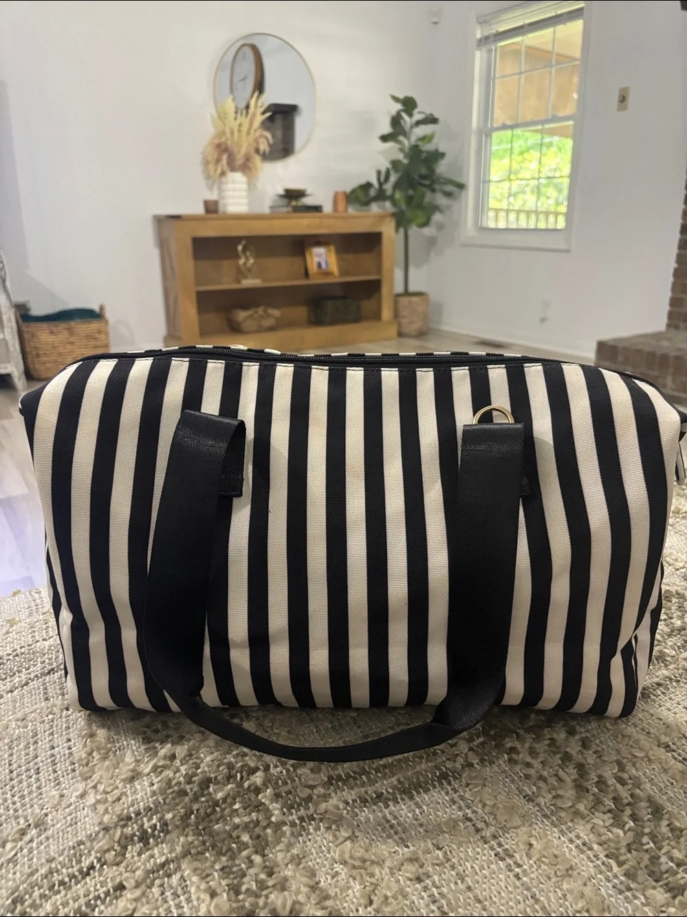 Alice + Olivia By Stacey Bendet  Positano Striped Travel Duffle Weekend Bag NWOT